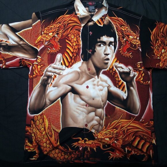 Vintage Y2K Bruce Lee Enter The Dragon Button Shirt - Picture 2 of 9